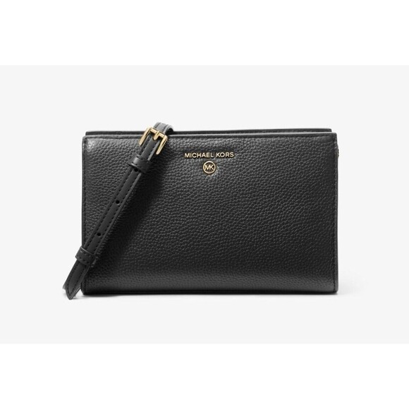 New Michael Kors Valerie Medium Pebbled Leather Crossbody Bag Black - Picture 1 of 4